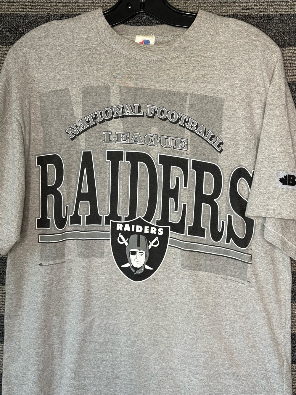 Vintage 90’s Bulletin Oakland LA Raiders NFL Grey Single Stitch T-Shirt Medium - Picture 2 of 7